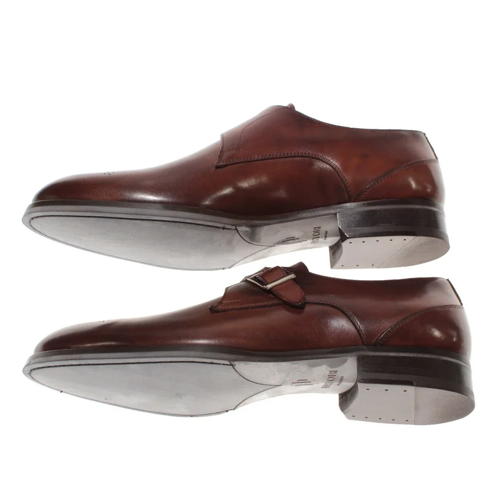 Pastori NWB Single Monk Strap Dress Shoes Size 10 US in Brown Leather